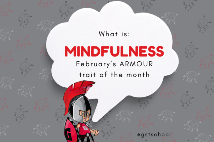 Speech bubble with: What is Mindfulness February's Armour trait of the month