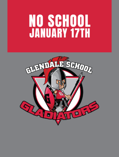 No School January 17th with Gladiator logo